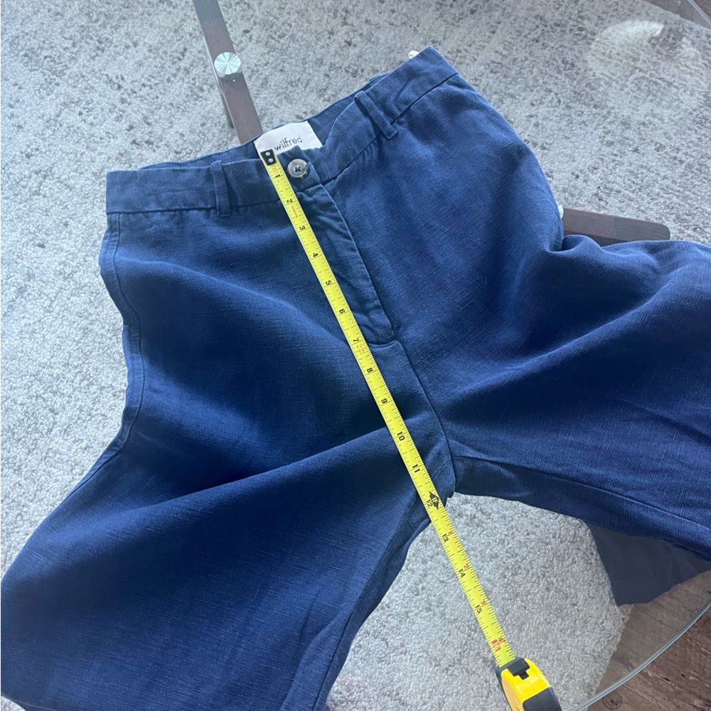 Aritzia Wilfred Linen Navy Blue Casual Garment Preppy Neutral Pants Sz 2 - Picture 7 of 14